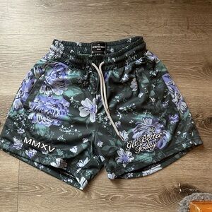 Get Better Today Black Floral Shorts